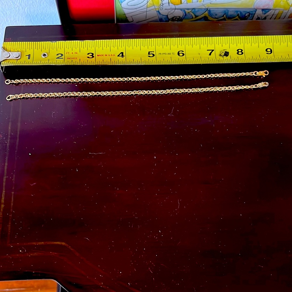 2 faux gold bracelets / anklets